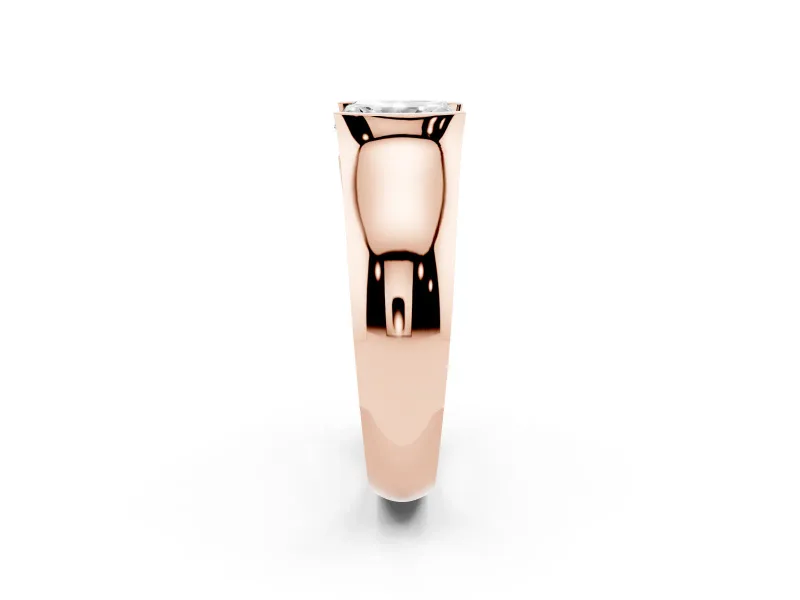 Radiant Cut Half Bezel Solitaire Engagement Ring Setting | Wide Band | Rose Gold