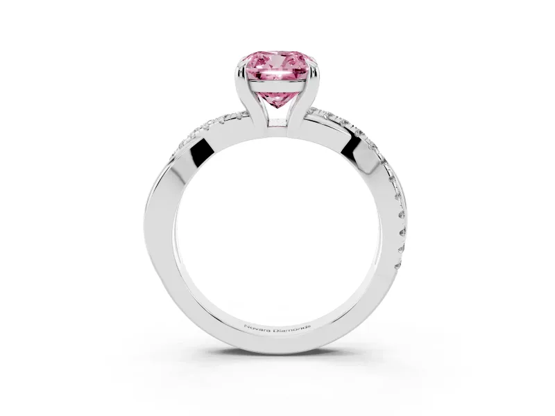 Cushion Cut Twist Engagement Ring Setting for a Fancy Pink Lab-Grown Diamond | Platinum