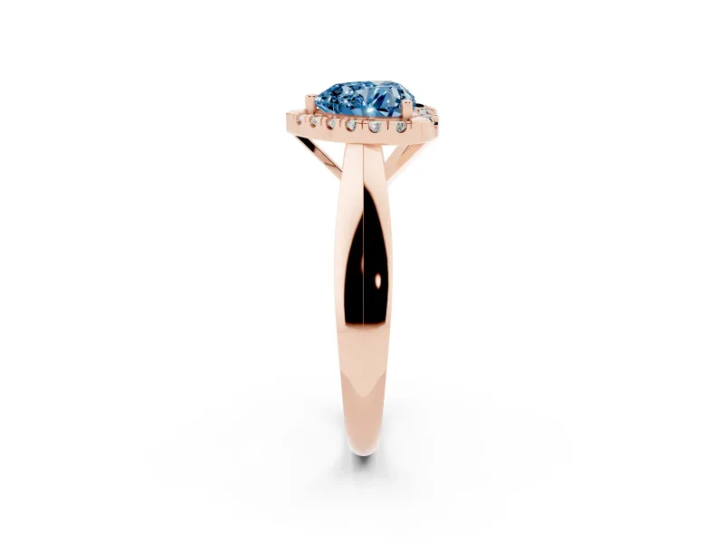 Heart-Shaped Halo Engagement Ring Setting for a Fancy Blue Lab-Grown Diamond | Square Profile Band | Rose Gold