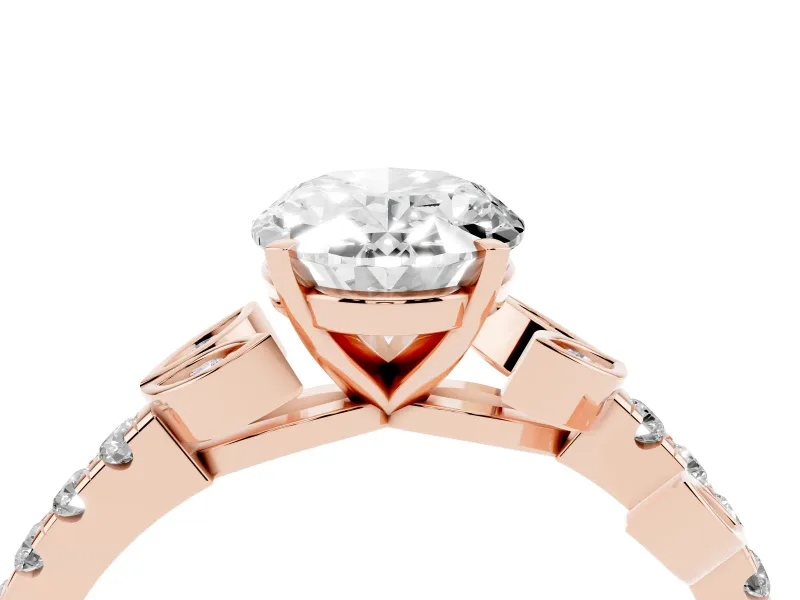 Oval Leaf Pavé Engagement Ring Setting | Leaf Motif Shoulders | Rose Gold