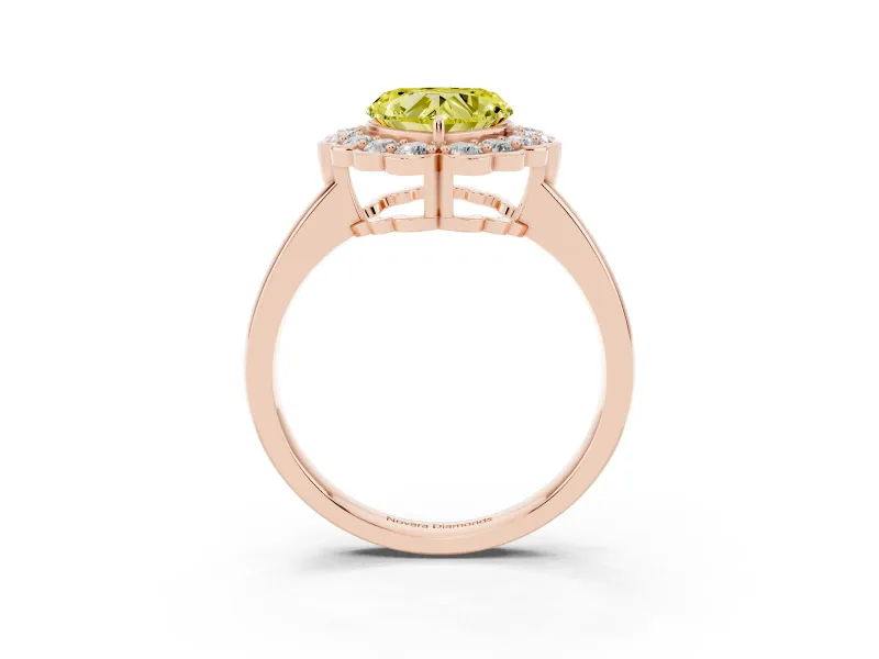 Heart-Shaped Halo Engagement Ring Setting for a Fancy Yellow Lab-Grown Diamond | Rose Gold - Design NV-24719