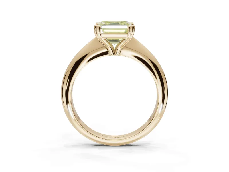 Princess Cut Tapered Solitaire Engagement Ring Setting for a Fancy Yellow Lab-Grown Diamond | Yellow Gold