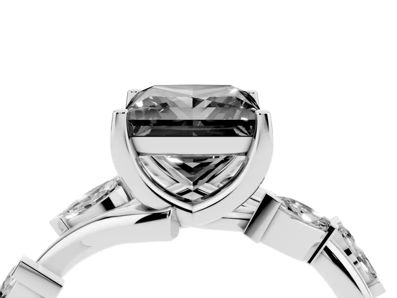 Princess Cut Twisted Vine Engagement Ring Setting for a Black Center | Sterling Silver