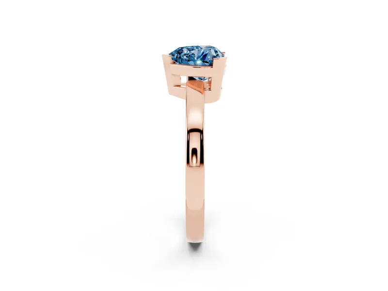 Heart-Shaped Solitaire Engagement Ring Setting for a Fancy Blue Lab-Grown Diamond | Flat Tab Prongs | Rose Gold