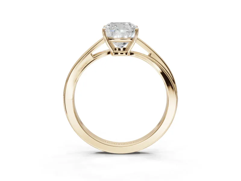 Cushion Cut Bypass Solitaire Engagement Ring Setting | Plain Polished Band | Yellow Gold