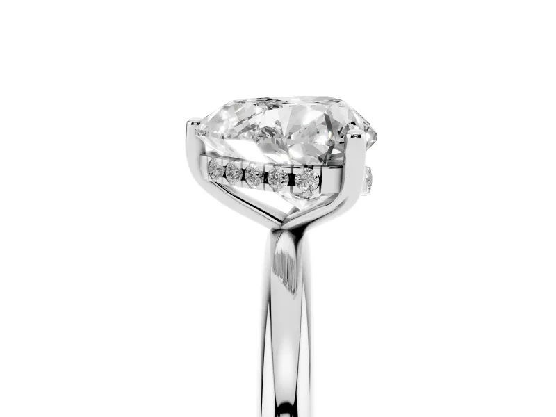 Heart Cut Diamond Solitaire Engagement Ring Set in White gold with Prong Setting and Polished Band