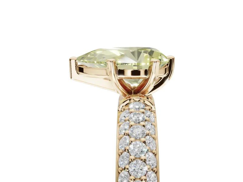 Pear-Shaped Domed Pavé Engagement Ring Setting for a Fancy Yellow Lab-Grown Diamond | Yellow Gold