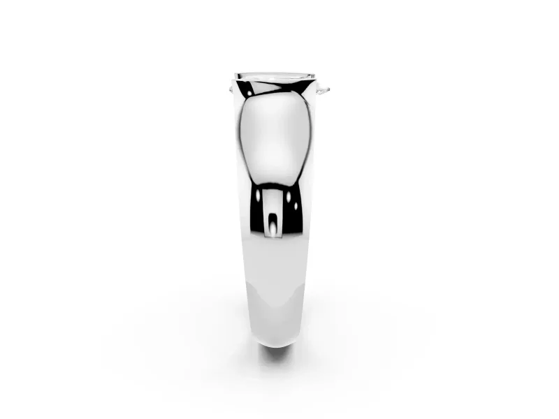 Pear-Shaped Half Bezel Solitaire Engagement Ring Setting | Wide Band | Sterling Silver