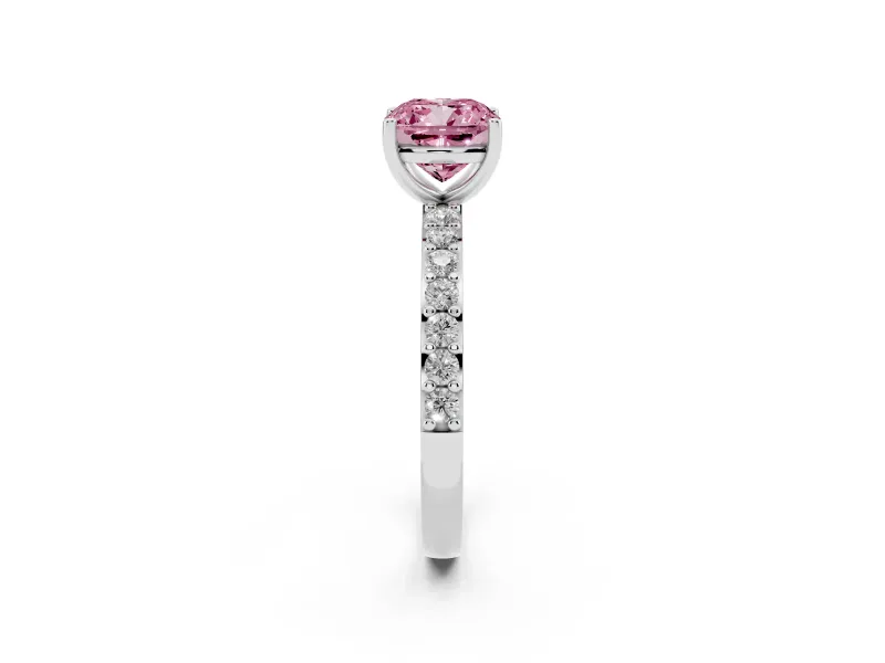 Cushion Cut Engagement Ring Setting for a Fancy Pink Lab-Grown Diamond | Sterling Silver - Design NV-24514