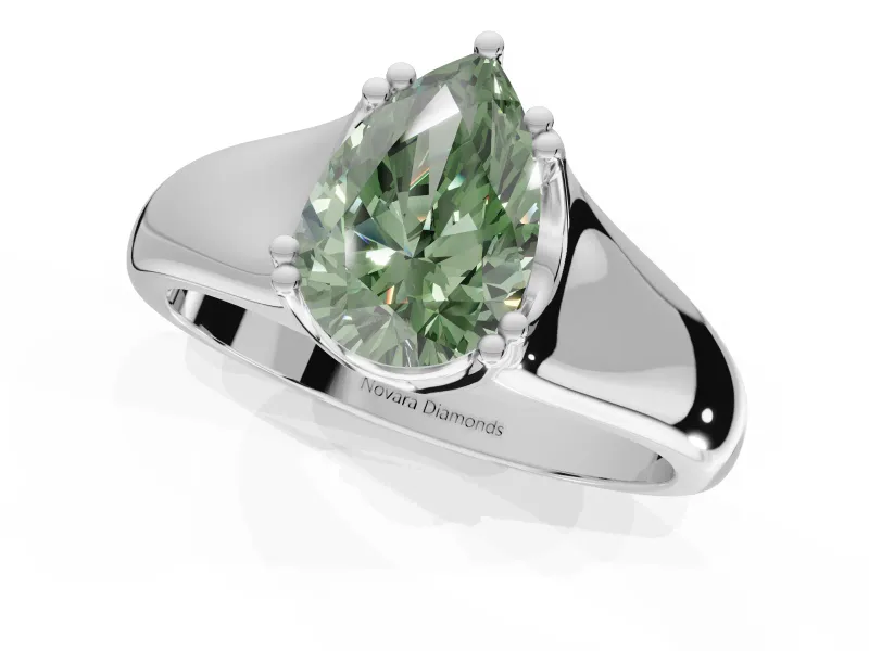 Pear-Shaped Double Claw Solitaire Engagement Ring Setting for a Fancy Green Lab-Grown Diamond | Platinum