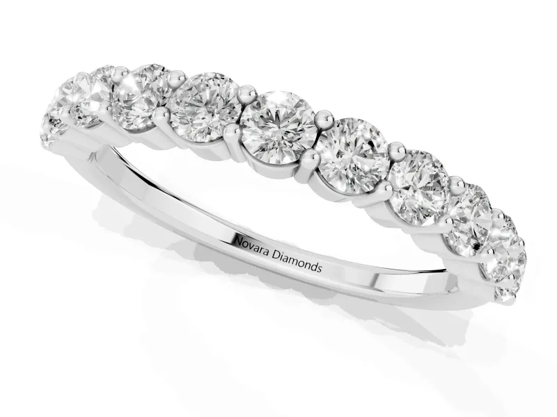 Round Diamond Half Eternity Band Set in Platinum with Top-Row Prong Setting