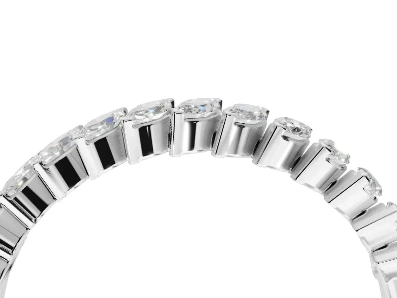 Marquise Lab-Grown Diamond Slanted Half Eternity Wedding Band | Tip Cups | Sterling Silver