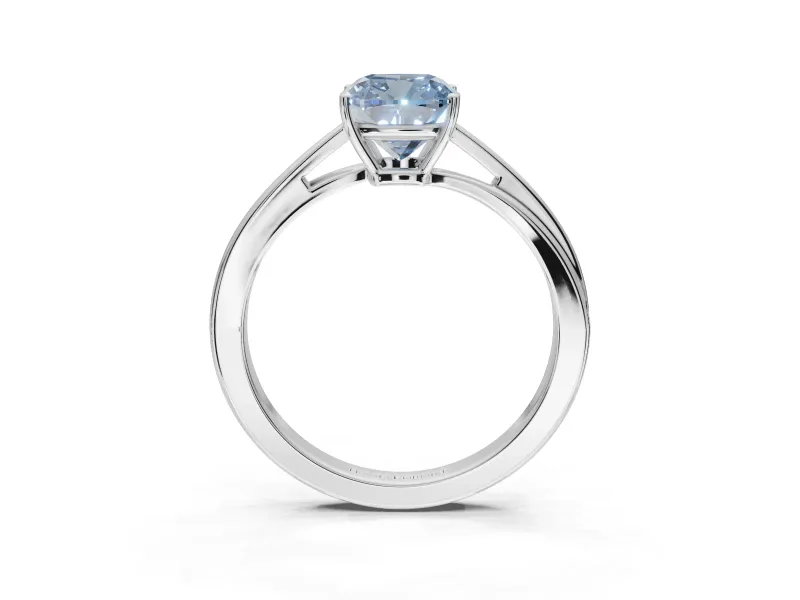 Cushion Cut Bypass Solitaire Engagement Ring Setting for a Fancy Blue Lab-Grown Diamond | Sterling Silver