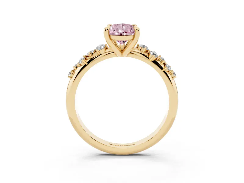 Pear-Shaped Graduated Engagement Ring Setting for a Fancy Pink Lab-Grown Diamond | Yellow Gold