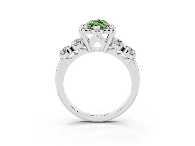 Marquise Floral Engagement Ring Setting for a Fancy Green Lab-Grown Diamond | Petal Frame | Platinum