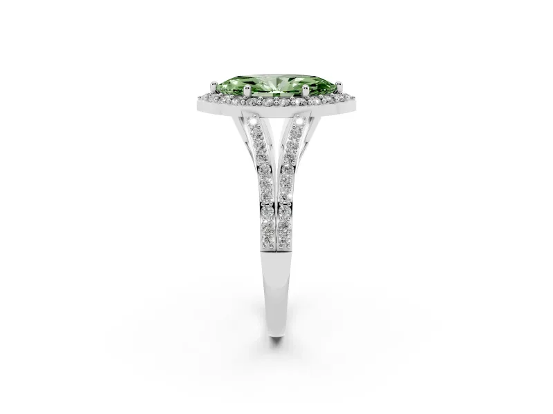 Marquise Split Shank Halo Engagement Ring Setting for a Fancy Green Lab-Grown Diamond | Platinum
