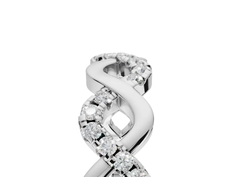 Round Lab-Grown Diamond Infinity Twist Wedding Band | Pavé and Polished | White Gold