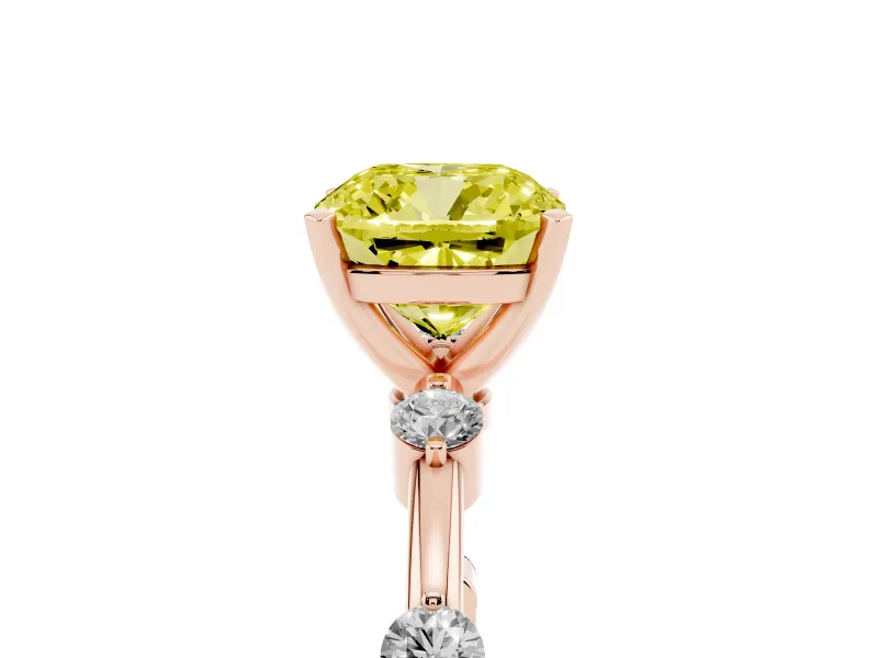 Cushion Cut Bar Set Engagement Ring Setting for a Fancy Yellow Lab-Grown Diamond | Rose Gold