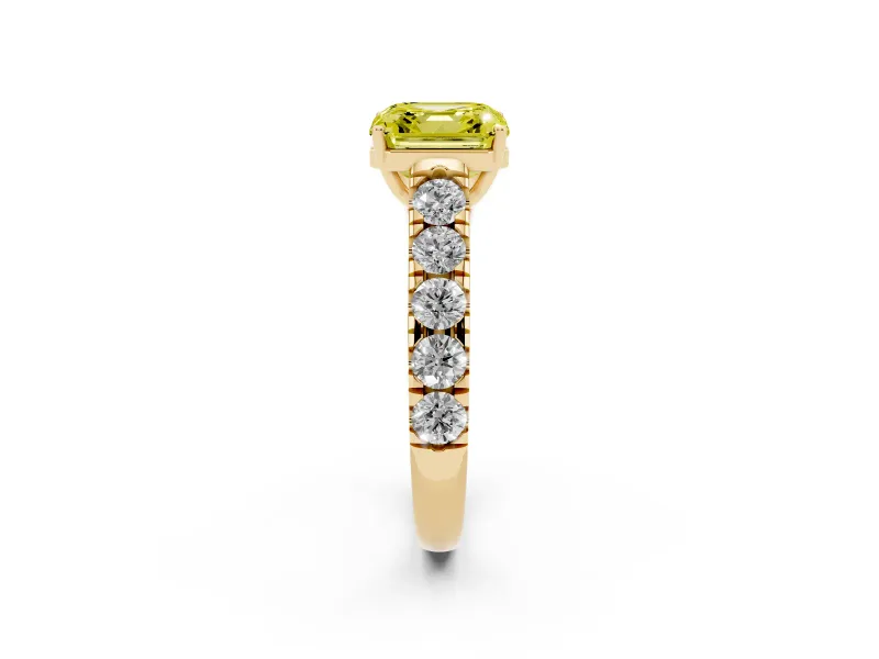 Asscher Cut Engagement Ring Setting for a Fancy Yellow Lab-Grown Diamond | Yellow Gold - Design NV-24643