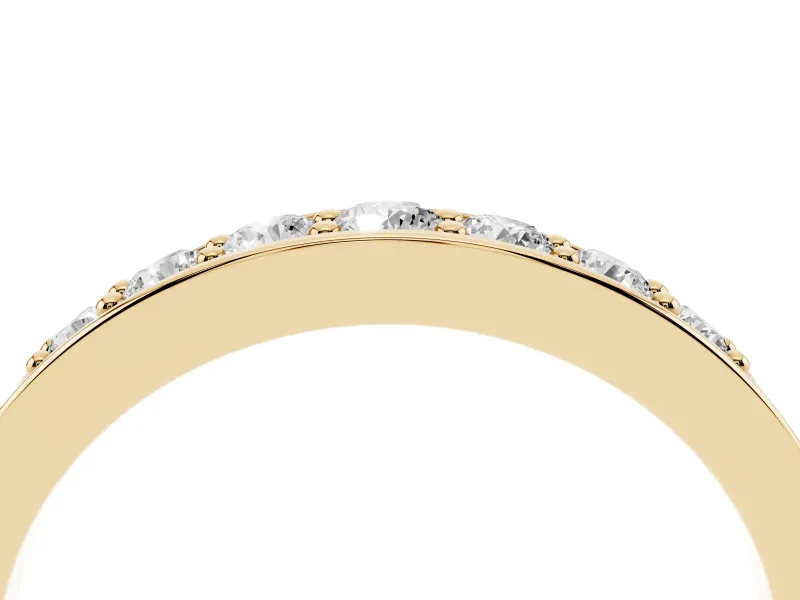 Round Lab-Grown Diamond Graduated Men's Wedding Band | Recessed Bead-Set Row | Yellow Gold