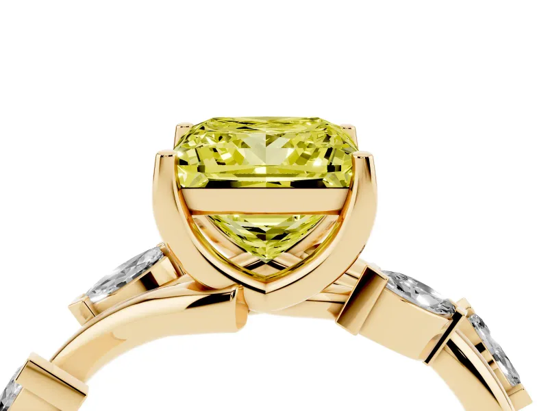 Princess Cut Twisted Vine Engagement Ring Setting for a Fancy Yellow Lab-Grown Diamond | Yellow Gold