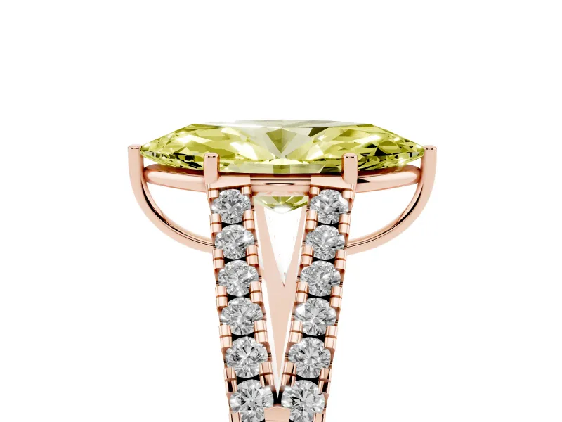 Marquise Graduated Split Shank Engagement Ring Setting for a Fancy Yellow Lab-Grown Diamond | Rose Gold