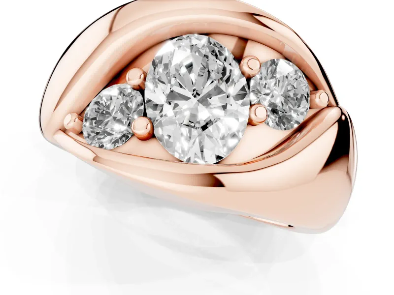 Oval Cut Diamond Channel-Set Crossover Ring Set in Rose gold