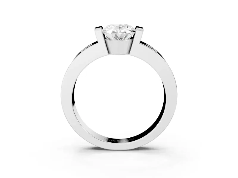 Oval Tension Style Engagement Ring Setting | Flush Set Accents | Sterling Silver