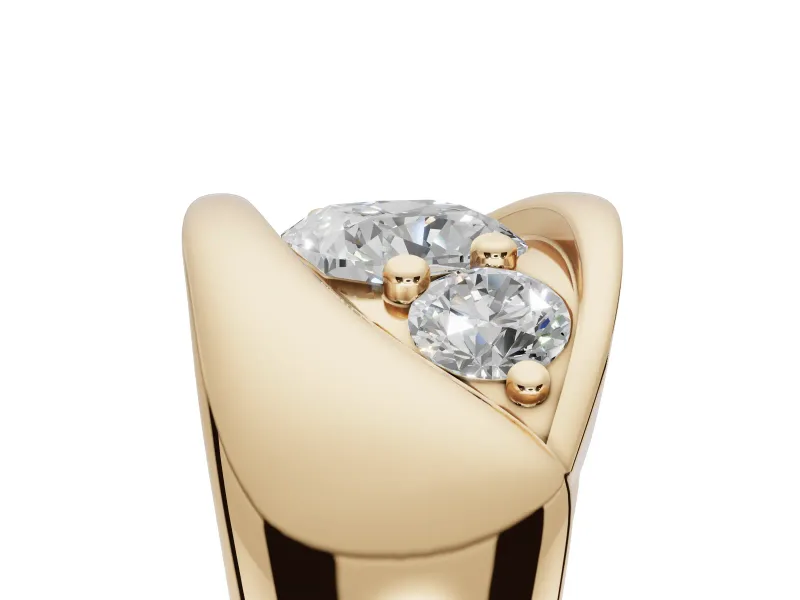 Cushion Cut Three Stone Bypass Engagement Ring Setting | Sculpted Crossover Band | Yellow Gold