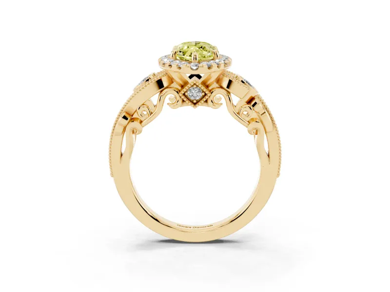 Marquise Halo Engagement Ring Setting for a Fancy Yellow Lab-Grown Diamond | Yellow Gold - Design NV-24754