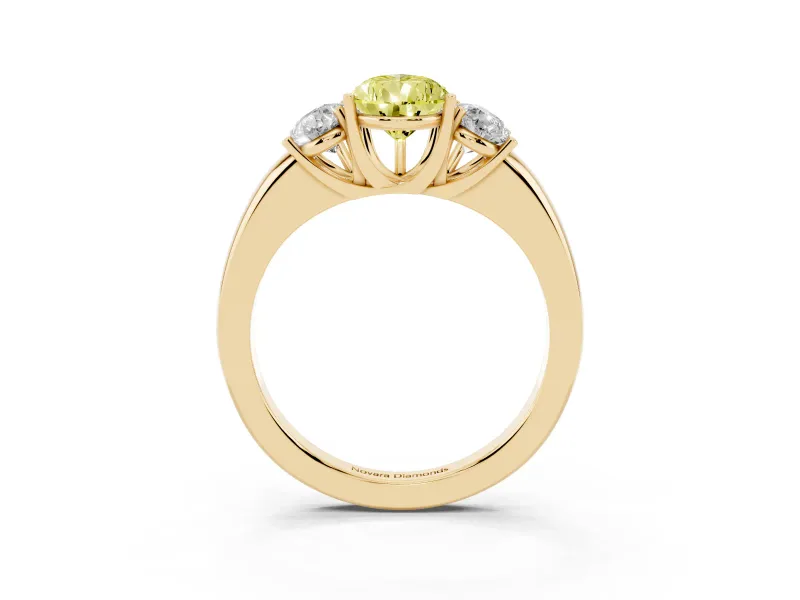 Pear-Shaped Three Stone Engagement Ring Setting for a Fancy Yellow Lab-Grown Diamond | Yellow Gold - Design NV-24844
