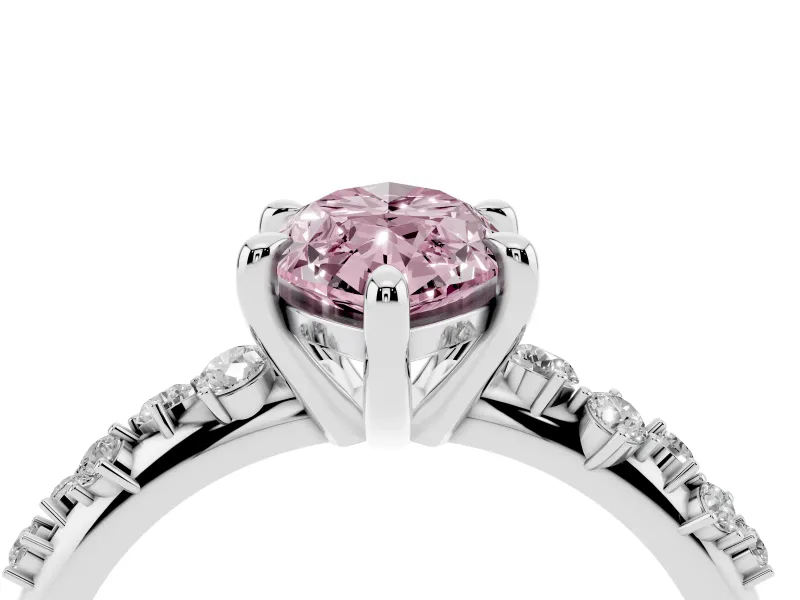 Marquise Graduated Accent Engagement Ring Setting for a Fancy Pink Lab-Grown Diamond | White Gold