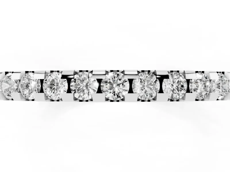 Round Lab-Grown Diamond Pavé Half Eternity Wedding Band | Low Shared Prongs | Sterling Silver