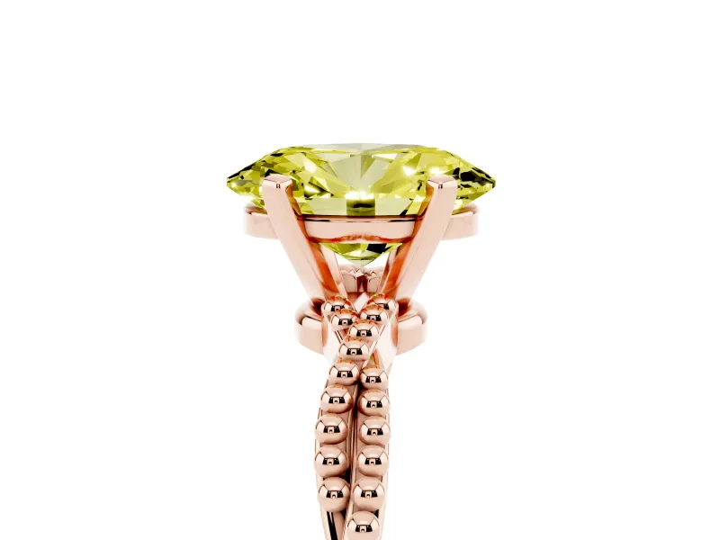 Oval Twisted Engagement Ring Setting for a Fancy Yellow Lab-Grown Diamond | Beaded Twist | Rose Gold