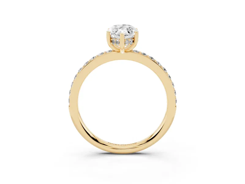Marquise Hidden Halo Pavé Engagement Ring Setting | Micro Pavé Band | Yellow Gold