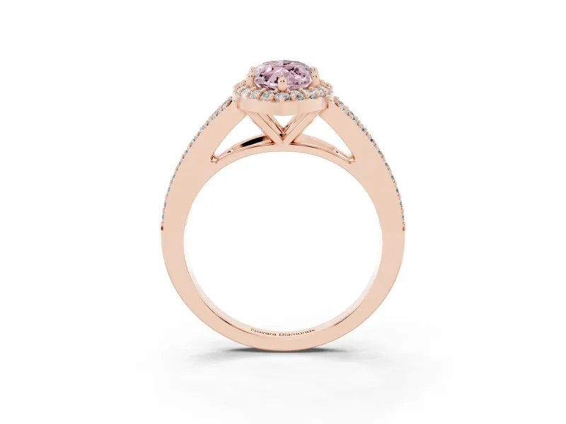 Marquise Split Shank Halo Engagement Ring Setting for a Fancy Pink Lab-Grown Diamond | Rose Gold