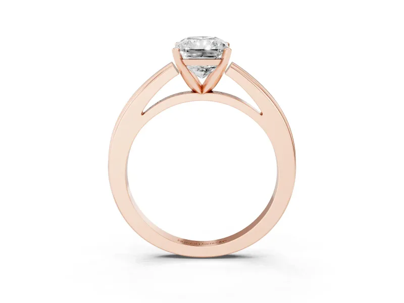 Radiant Cut Solitaire Engagement Ring Setting | Stepped Flat Band | Rose Gold