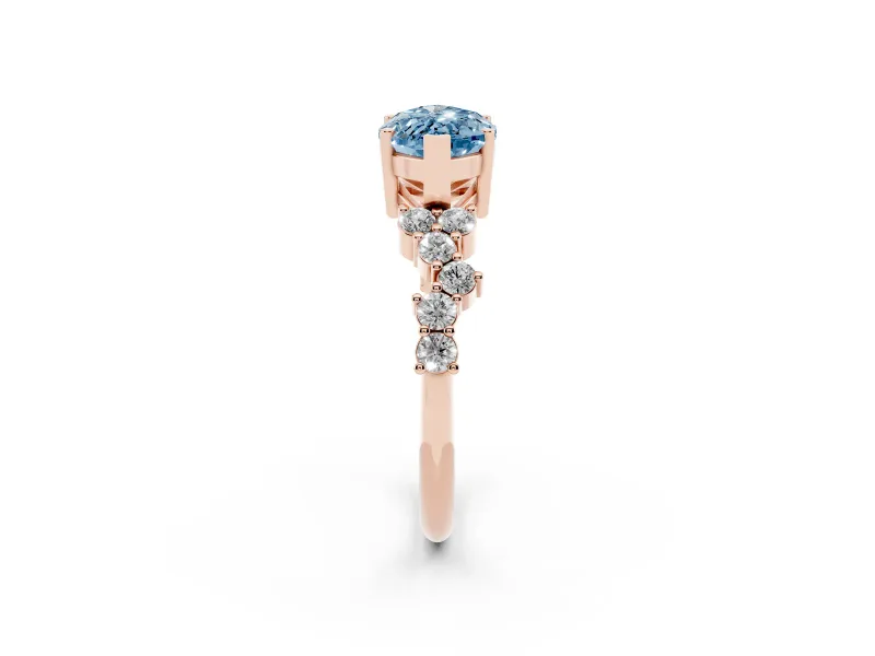 Marquise Scattered Accent Engagement Ring Setting for a Fancy Blue Lab-Grown Diamond | Rose Gold