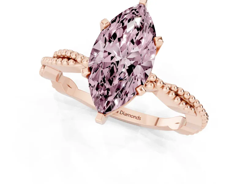 Marquise Twisted Solitaire Engagement Ring Setting for a Fancy Pink Lab-Grown Diamond | Rose Gold