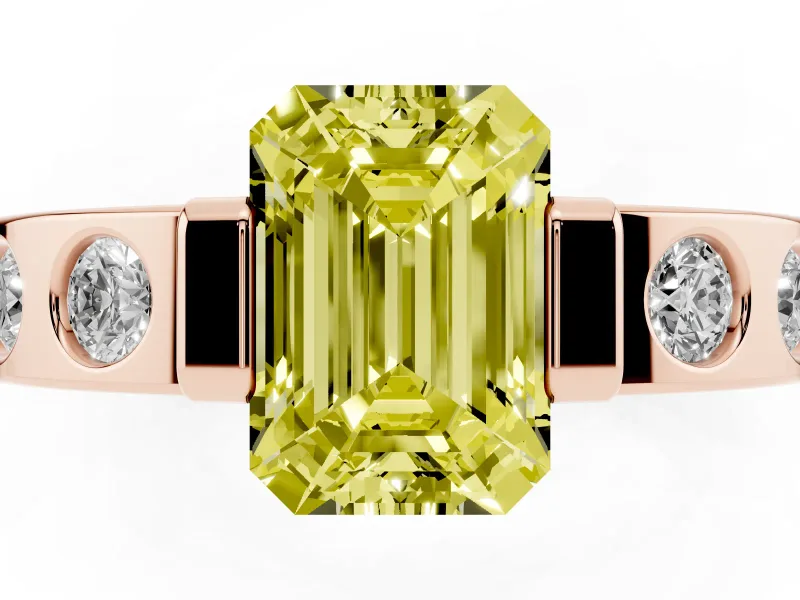 Emerald Cut Tension Style Engagement Ring Setting for a Fancy Yellow Lab-Grown Diamond | Rose Gold