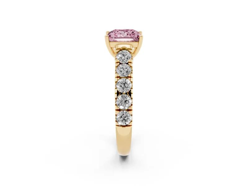 Princess Cut Engagement Ring Setting for a Fancy Pink Lab-Grown Diamond | Yellow Gold - Design NV-24643