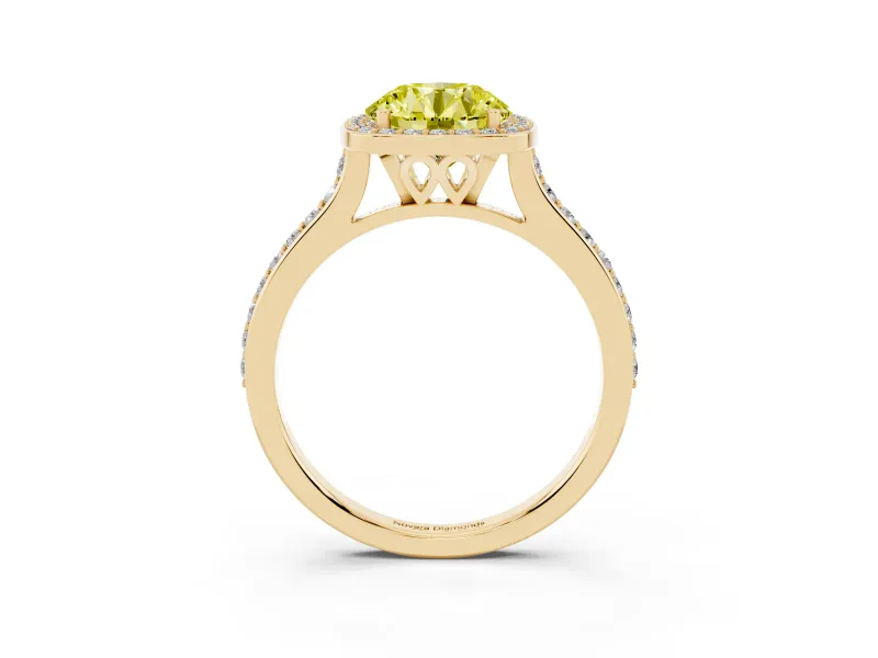 Round Halo Engagement Ring Setting for a Fancy Yellow Lab-Grown Diamond | Yellow Gold - Design NV-24729
