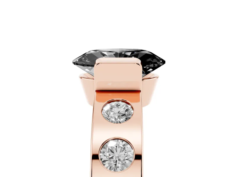 Oval Tension Style Engagement Ring Setting for a Black Center | Flush Set Accents | Rose Gold