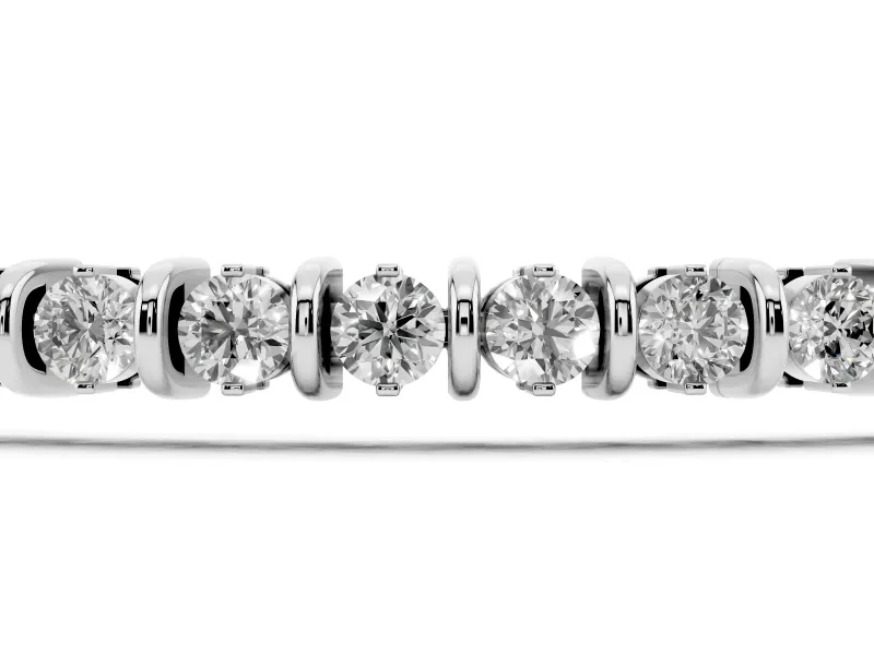 Round Lab-Grown Diamond Bar Set Tennis Bracelet | Open Sides | Sterling Silver