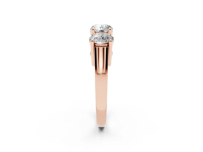 Round Three Stone Engagement Ring Setting | Equal-Size Stones | Rose Gold