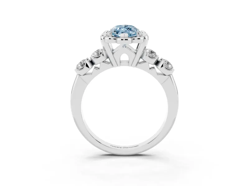Marquise Floral Engagement Ring Setting for a Fancy Blue Lab-Grown Diamond | Petal Frame | Sterling Silver