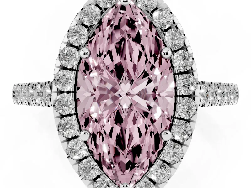 Marquise Raised Halo Engagement Ring Setting for a Fancy Pink Lab-Grown Diamond | Platinum