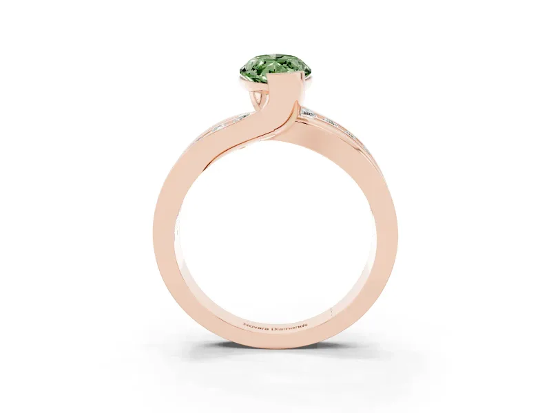 Marquise Graduated Bypass Engagement Ring Setting for a Fancy Green Lab-Grown Diamond | Rose Gold