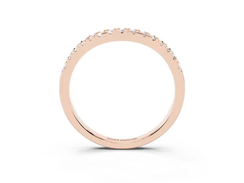 Round Lab-Grown Diamond Pavé Contour Wedding Band | Shared Prongs | Rose Gold