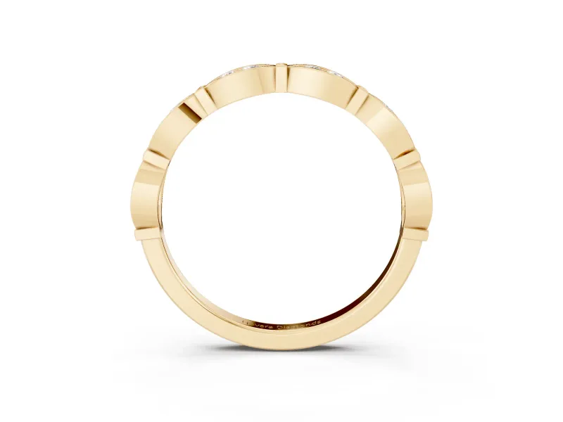 Round Lab-Grown Diamond Half Eternity Wedding Band | Linked Marquise Frames | Yellow Gold